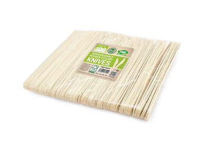Holzmesser Set (100 Stück) Partymesser Geschirr Premium Holz Öko Besteck