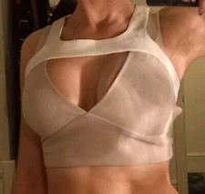 Sexy but Cute Celeb Boutique Keyhole, Faux Harness Top - S