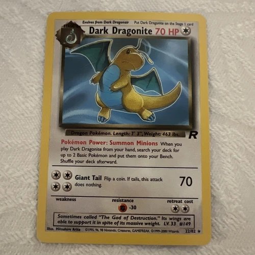 Dark Dragonite 22/82, Team Rocket Pokémon Card, Near Mint