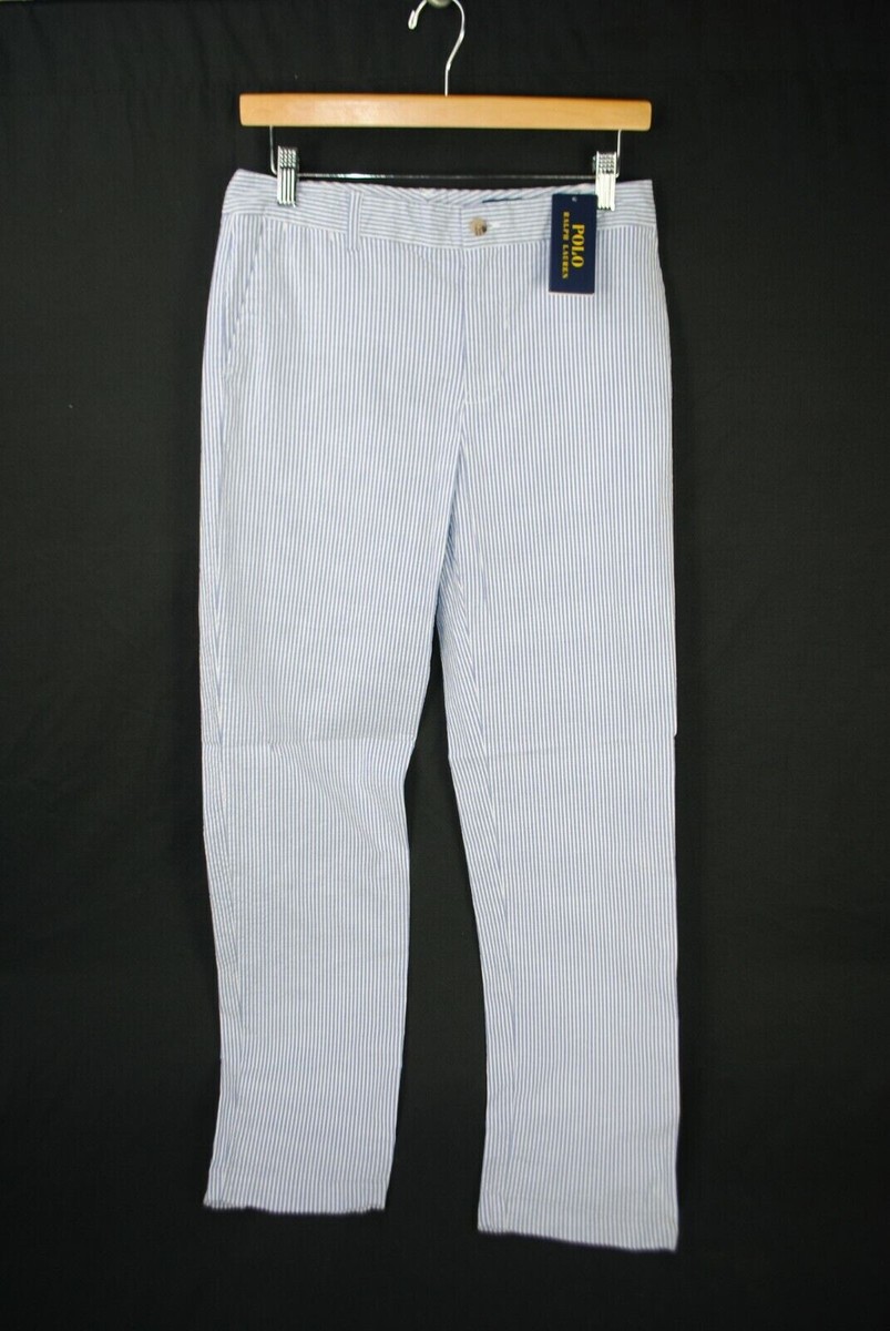 Polo Ralph Lauren Boys Seersucker Pants Blue White Striped