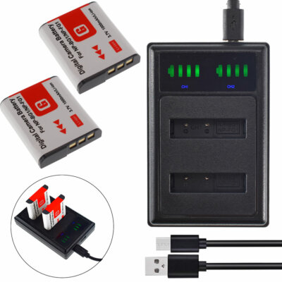 2X Battery +Charger for Sony Cyber-shot DSC-W50 DSCW50 6MP Digital