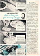 1951 Cut-Rite Print Ad, Cooking Authority Dione Lucas Pie Bake Tip Juice Running