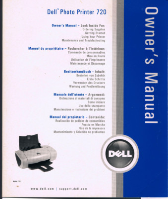 Dell Photo Printer 720  Users Manual / Besitzerhandbuch Komplett