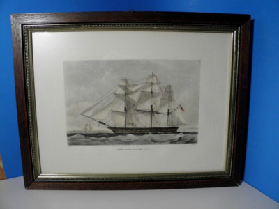 A Frigate of 36 Guns * Vintage Radierung * Segelschiff * Fregatte mit 36 Kanonen