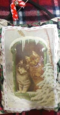 Christmas Kittens In a Holiday setting--peg hanger/cupboard tuck/Ornie  8" X 6"