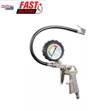 220 PSI Tire Inflator Gauge Flexible Hose Pistol Style Air Chuck Pneumatic