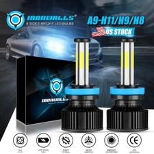 4/6 sides H11 LED Headlight Bulbs Kit Low Beam Super Bright White 6500K 420000LM