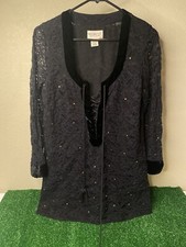 denim and supply ralph lauren womens medium black lace sheer tie front blouse