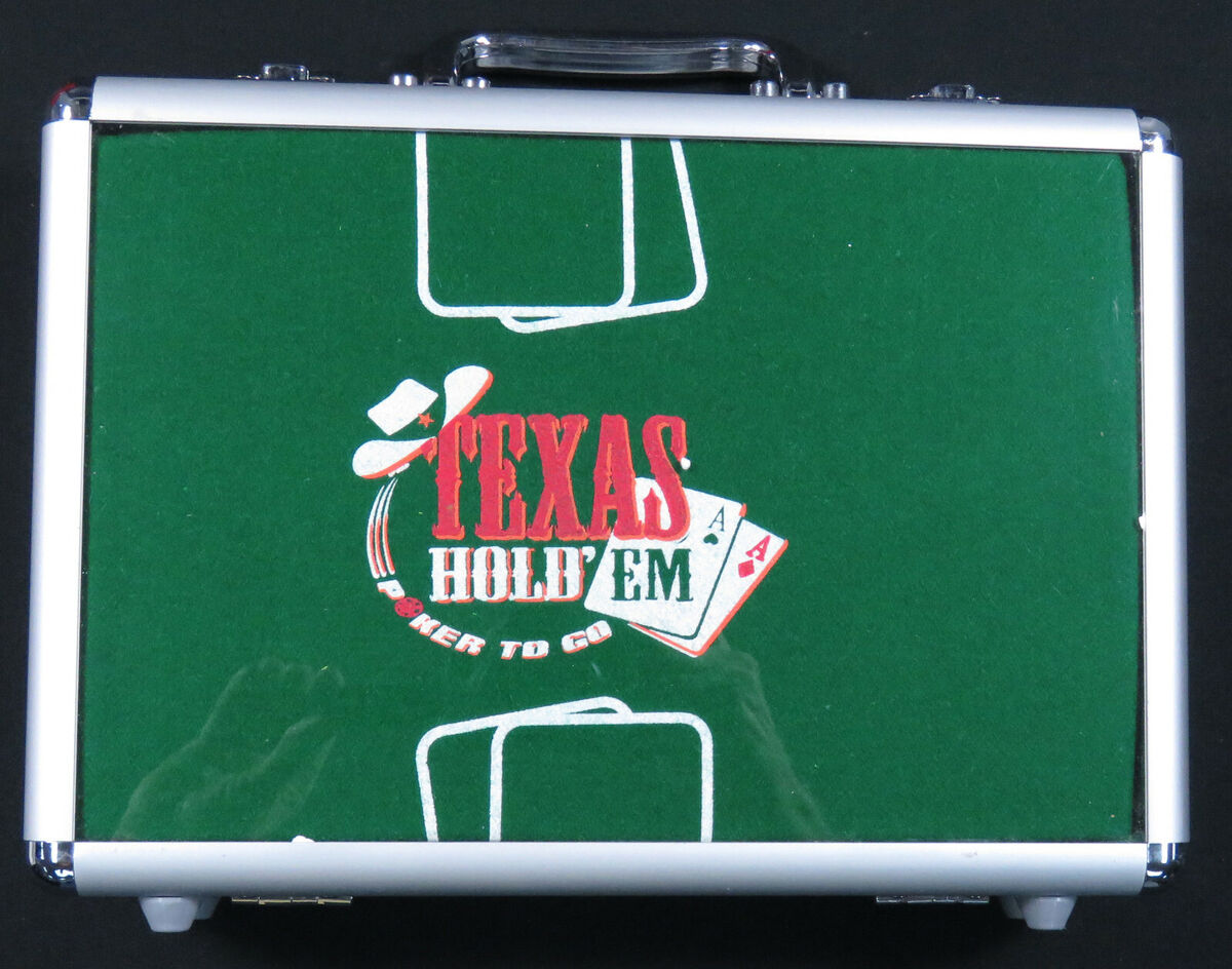 NEW Texas Hold Em Travel Poker Set Gambling Chips Casino Game Cards Carry  Case