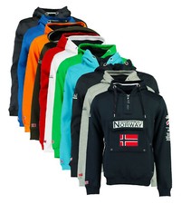 Felpa GEOGRAPHICAL NORWAY GymClass Uomo Men tascone half Zip Anapurna cappuccio