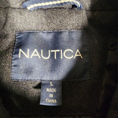 Nautica Wool Duffle Coat Men Large Full Zip Toggle Button Lined