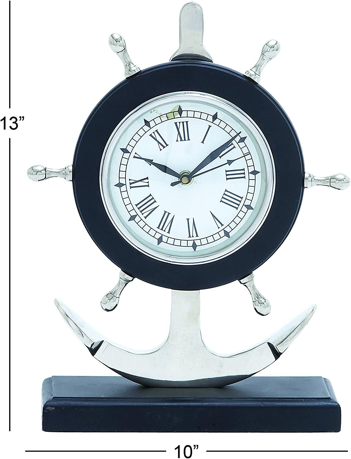 Deco 79 Aluminum Anchor Clock, 13" x 10"