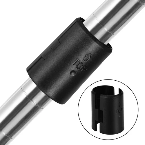 4Sets Chrome Wire Shelving Shelf Locking Pole Clips Plastic Black Post Tube Clip - Picture 12 of 12