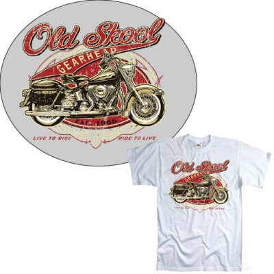 T-Shirt Oldtimer Motorrad classic USA Biker *4133 weiss