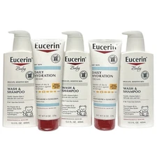 3 Eucerin Baby Wash & Shampoos and 2 Eucerin Daily Hydration Creams Variety Set