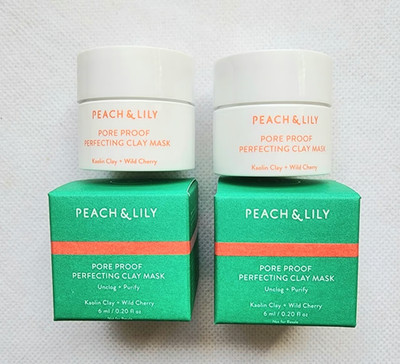 2pcs Peach & Lily Pore Proof Perfecting Clay Mask VEGAN 6ml each Travel Size NWB