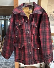 VTG 40s Woolrich Buffalo Plaid Mackinaw Hunting Wool Jacket Size 42 Black & Red