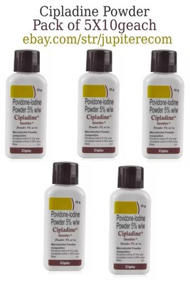 Pack_of 5 Cipladine Povidone Iodine 5% Microbicidal Powder Skin Infections 10g