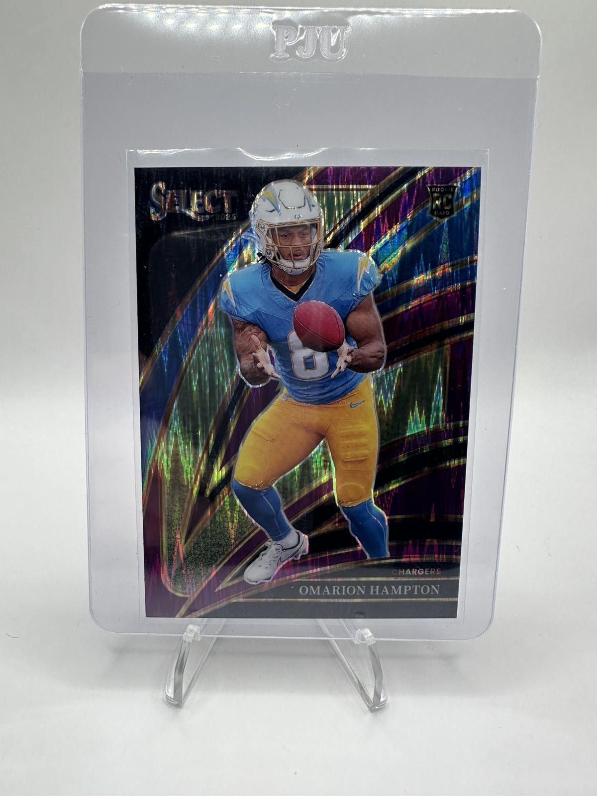 2025 Select OMARION HAMPTON #202 Club Level PURPLE SHOCK PRIZM Rookie RC /699 🔥