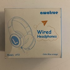 Awatrue Children's Wired Over Ear Headphones, Model AT2, Blue  NEW