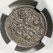 1962 Sixpence Great Britain 6P NGC Certified Genuine AU Details Queen Elizabeth