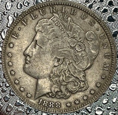 1888O  Hot Lips  Toned Morgan Silver Dollar Uncertified About Unc Plus Condition
