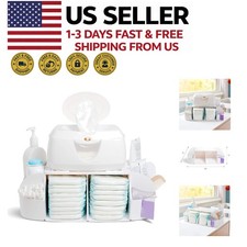 Green White Diaper Change Organizer Portable Nursery Storage Caddy