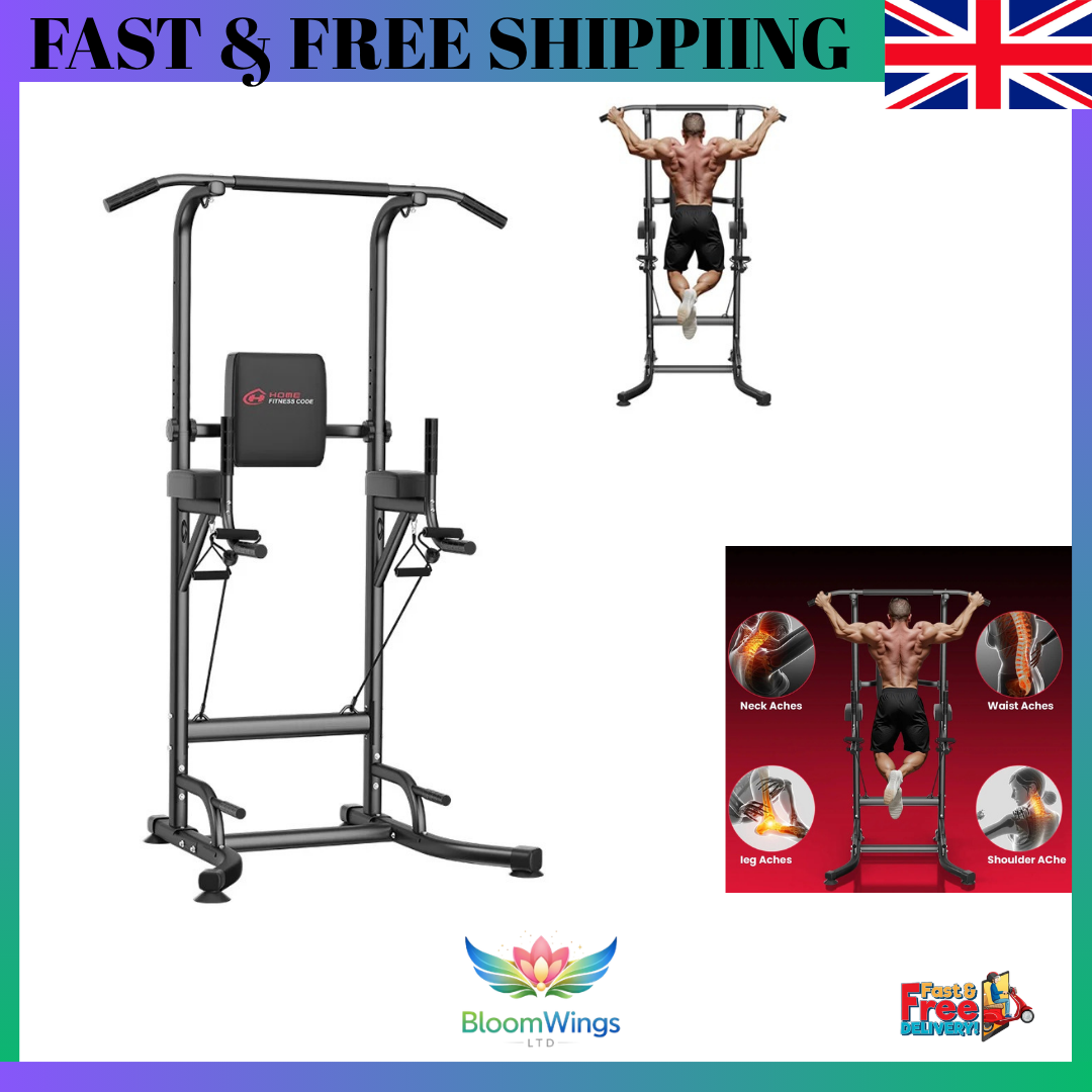 Power Tower Dip Station Pull Up Bar Multi-Function Push Up Equipment Home Gym A+