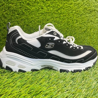 Skechers D'Lites Biggest Fan Womens Size 9.5 Black White Running Shoes Sneakers