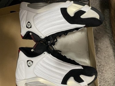 Jordan Air Jordan 14 Retro Black Toe White Black Red Low Top Athletic Sneaker