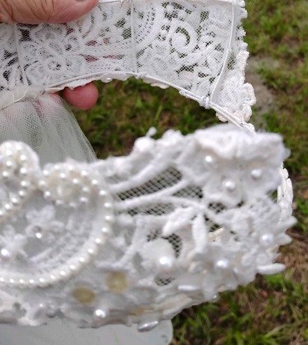 Vintage Veil Small Cap Ivory Elbow Length Delicate And Lovely - Picture 6 of 9