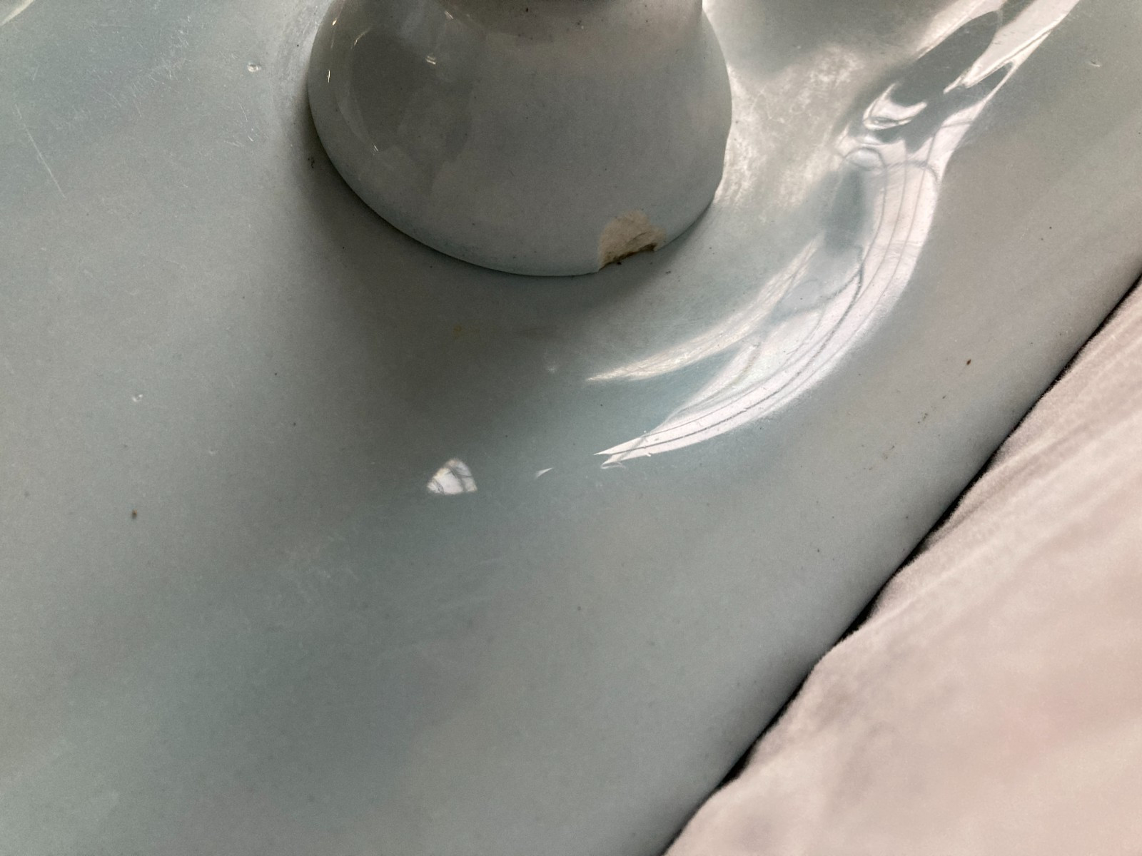 Antique 28x22 Light Blue Ceramic Pedestal Sink Old Vtg Standard 422-25E