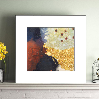 White mat recycled mixed media flowers abstract nature collectable OOAK ink  art