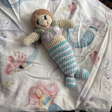 Carousel Cotton Fitted Crib Sheet And Doll Mermaids Starfish Sea Beach USA