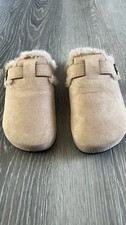 Plush Lined Slip On Clog In Tan Suede