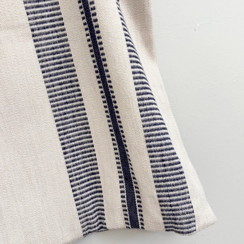 "Funda de almohada de yute con bandas SEVILLA HERRAJES RESTAURACIÓN DERECHA azul marfil euro 26""X26""" Foto 4 de 4