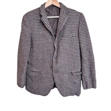 Vintage 50s Harris Tweed Scottish Wool Men's Houndstooth Blazer Jacket - S