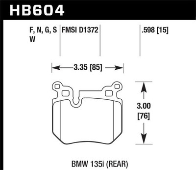Hawk Performance HB604G.598 Rear Disc Brake Pad for Specific Models