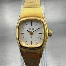Citizen CQ Watch Women 16mm White Dial Gold Tone Oval 3220-322622 New Battery