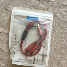 JSAUX 3.5mm Male to 2 Female Audio Y Splitter Adapter 0.92ft Red