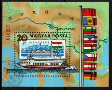 HUNGARY-1981 S/S - European Danube Comm/Ship,Flag,Map (1) USED!! MI Bl.153