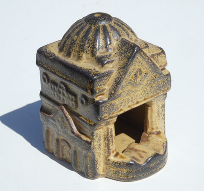 Kleiner Steinzeug Vintage griechisch-römischer Tempel Grab Aschenbecher Räuchergefäß