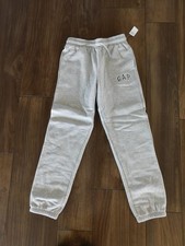 GAP Kids Sweatpants Boys Large Gray Fleece Joggers Elastic Waist Logo New
