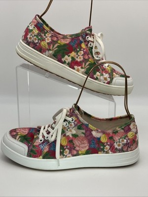 Alegria TRAQ Floral Sneakers Women 39 US 8.5 Comfort Walking Shoes Preppy Whimsy