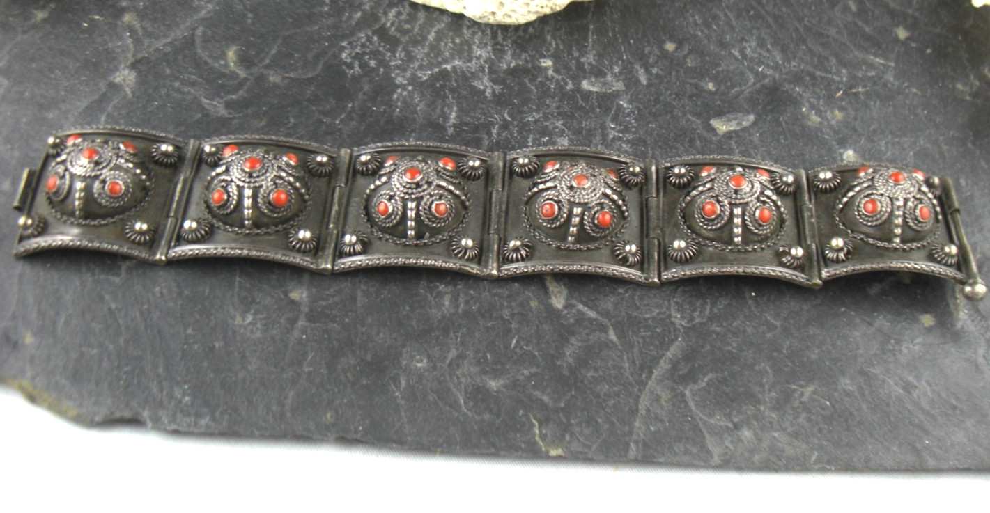 Bracelet Coral Very Solid Crafted 925 Sterling Si… - image 2