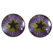 Pair Purple Green Star Glass Eyes Jewelry Dolls Taxidermy Flatback Cabochons