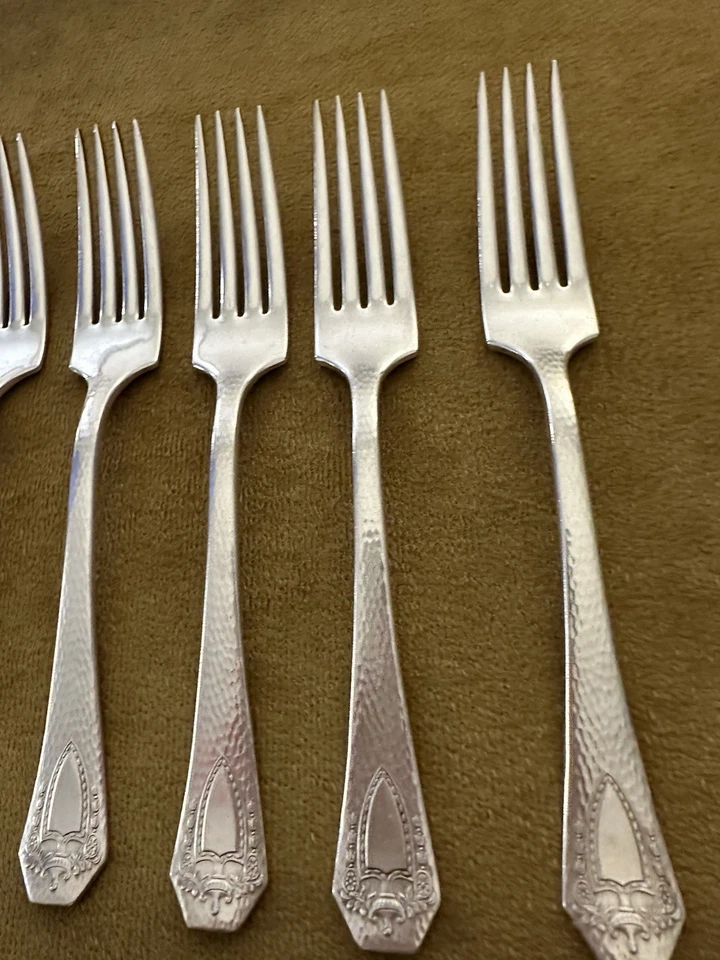 Lote de 6 HORQUILLAS DE CENA Rogers Heráldicas 1847 Hammered International EXC Foto 2 de 4