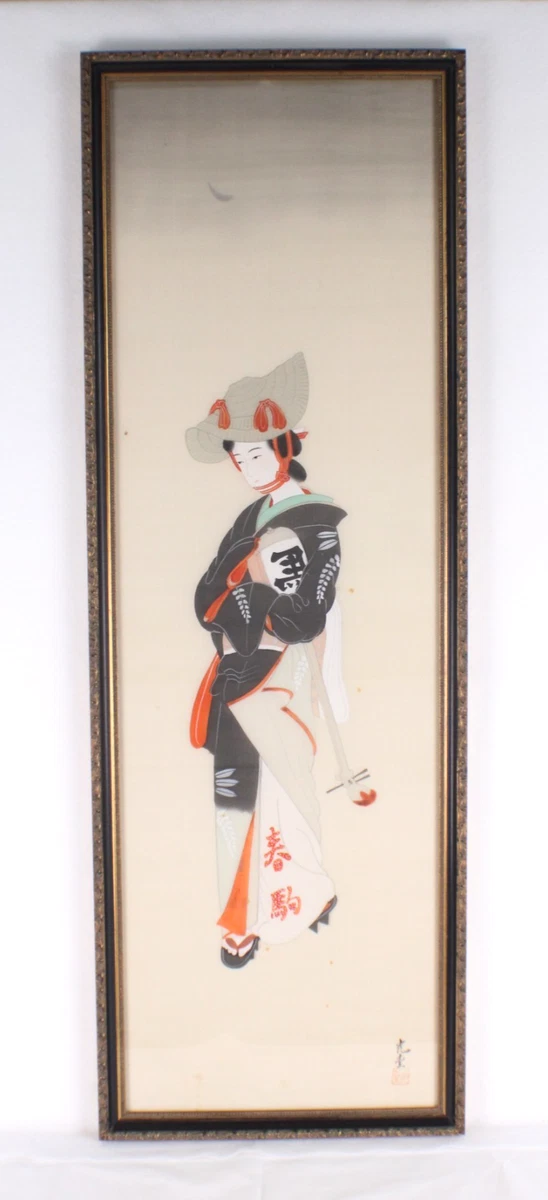 艺妓画在古董日本画作、画卷| eBay