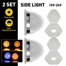 LED Watermelon Light Marker Indicator Blue Amber Lamp Kit(2+2) Universal+Bracket