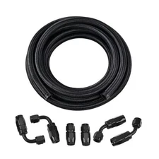  6AN Fuel Line Kit, 6AN Nylon Braided Fuel Line Hose Fitting Kit 6AN 12FT Black